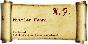 Mittler Fanni névjegykártya